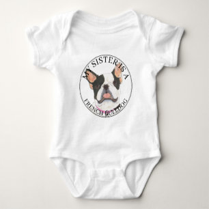 Black & White Pied French Bulldog Big Sister Baby Bodysuit