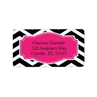 Black White Pink Chevron Custom Label