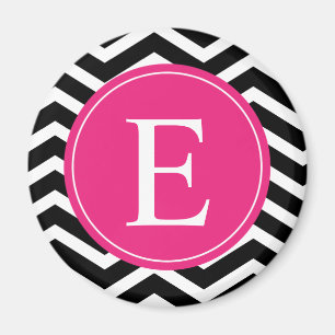 Black White Pink Chevron Custom Magnet