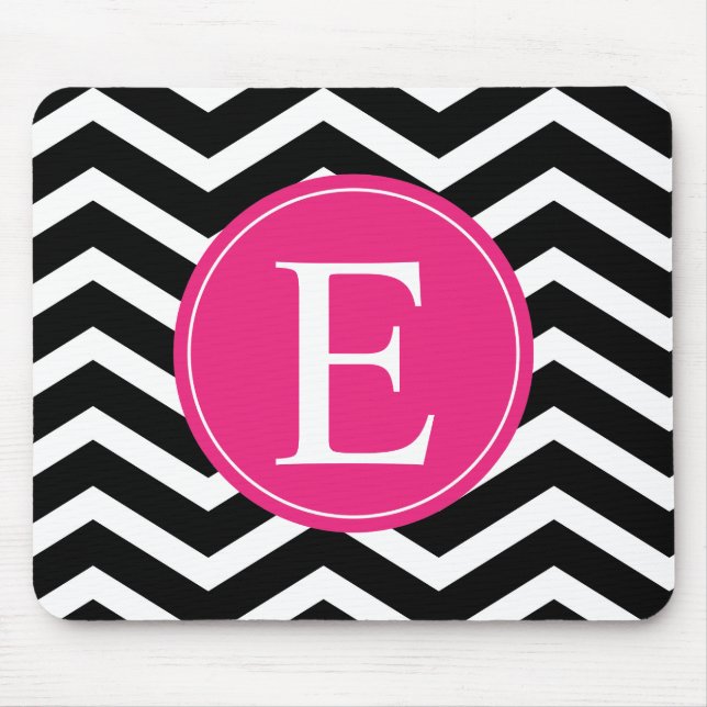 Black White Pink Chevron Custom Mouse Mat (Front)