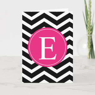 Black White Pink Chevron Custom Note Card