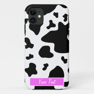 Black/White Pink Cow Print - Personalise iPhone 11 Case
