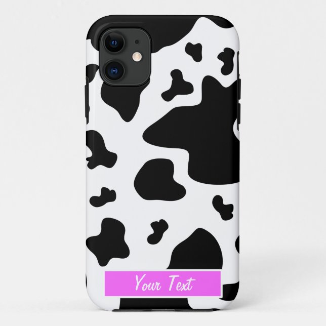 Black/White Pink Cow Print - Personalise Case-Mate iPhone Case (Back)