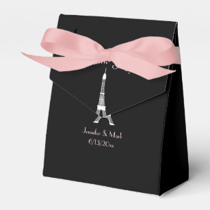 Black White Pink French Eiffel Tower Wedding Favour Box