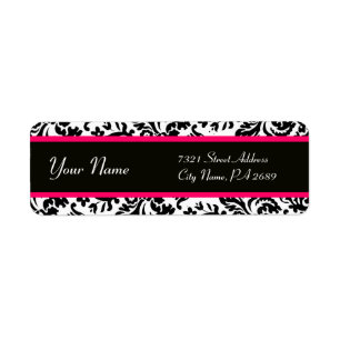 BLACK WHITE PINK FUCHSIA ART NOUVEAU DAMASK