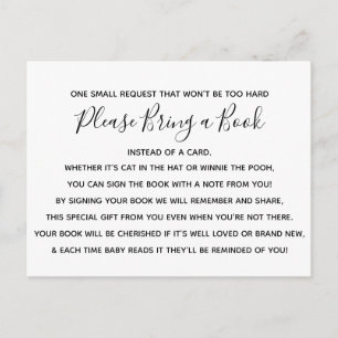 Black White Pink Rose Flower Baby Shower Book Card