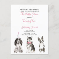 Black White Pink Script Girl's 2nd Birthday Party