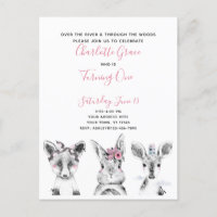 Black White Pink Script Woodland Birthday Party