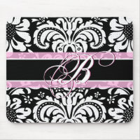 Black White & Pink Vintage Floral Damask Pattern