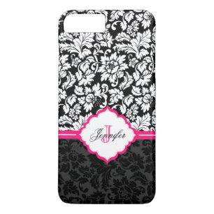 Black White & Pink Vintage Floral Damasks iPhone 8 Plus/7 Plus Case
