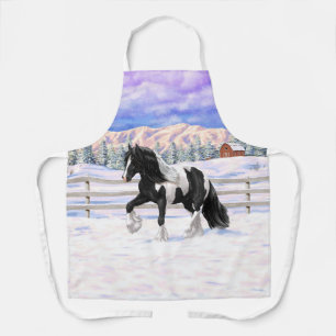Black White Pinto Gypsy Vanner Draught Horse In Sn Apron
