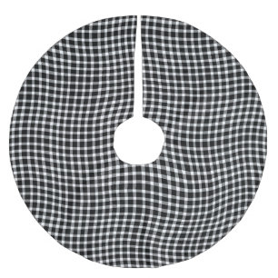 Black White Plaid Checker Seamless Pattern Brushed Polyester Tree Skirt
