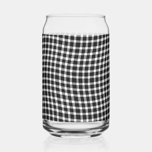 Black White Plaid Checker Seamless Pattern Can Glass