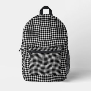 Black White Plaid Checker Seamless Pattern Printed Backpack