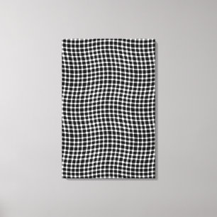 Black White Plaid Chequered Seamless Pattern Canvas Print