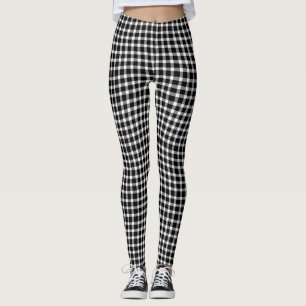 Black White Plaid Chequered Seamless Pattern Leggings