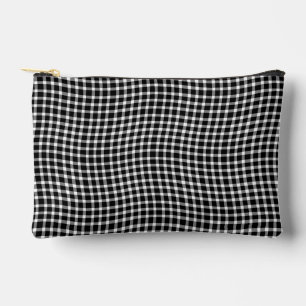 Black White Plaid Chequered Seamless Pattern Small Accessory Pouch