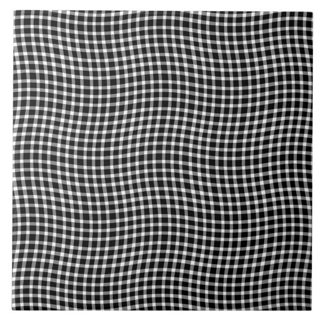 Black White Plaid Chequered Seamless Pattern Tile (Front)