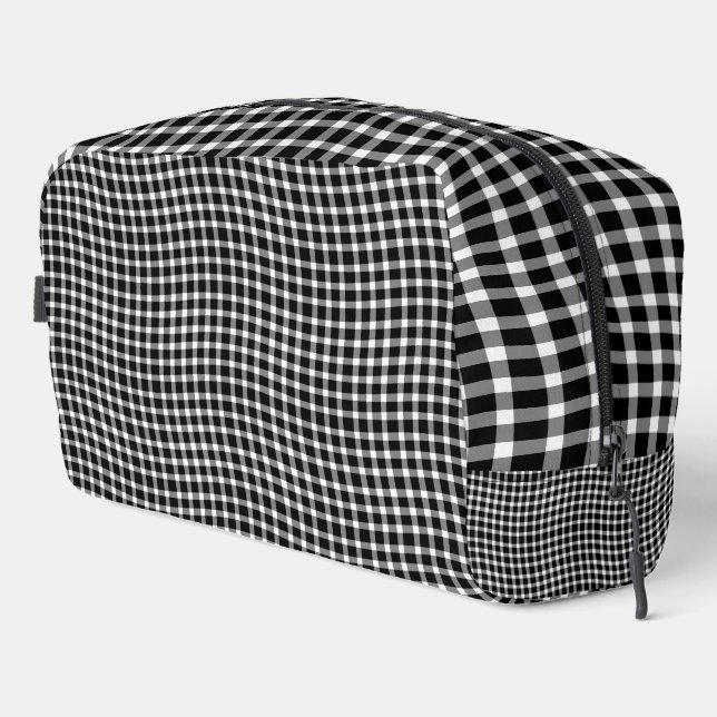 Black White Plaid Chequered Seamless Pattern Toile Dopp Kit (Right Corner)