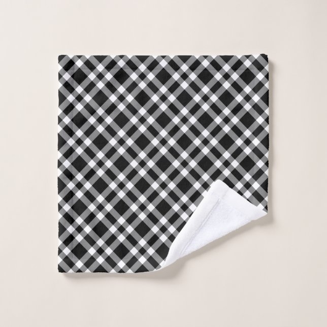 Black White Plaid Chequered Seamless Pattern Wash Cloth (Wash Cloth)
