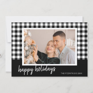 Black & White Plaid Christmas Photo Greeting Holiday Card