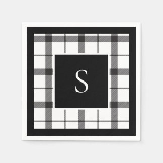 Black, White, Plaid, Classy, Chic, Modern Napkin