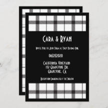 Black, White, Plaid, Classy, Chic, Modern Wedding