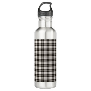 Black White Plaid Grey 710 Ml Water Bottle
