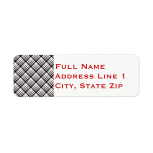 Black White Plaid Holiday Return Address Label