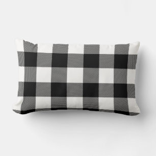 Black, White Plaid  Lumbar Cushion