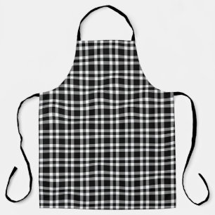 Black White Plaid Pattern Apron