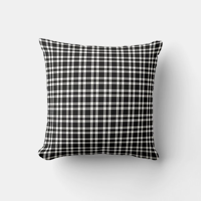 Black White Plaid Pattern Cushion (Front)
