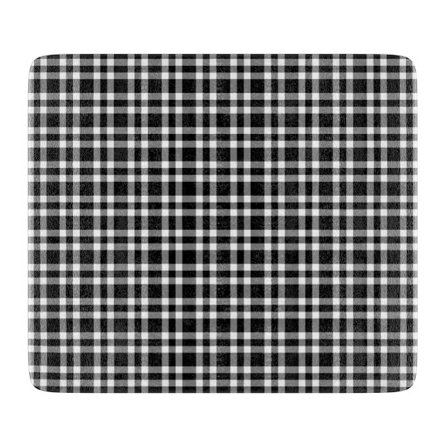 Black White Plaid Pattern Cutting Board (Front)