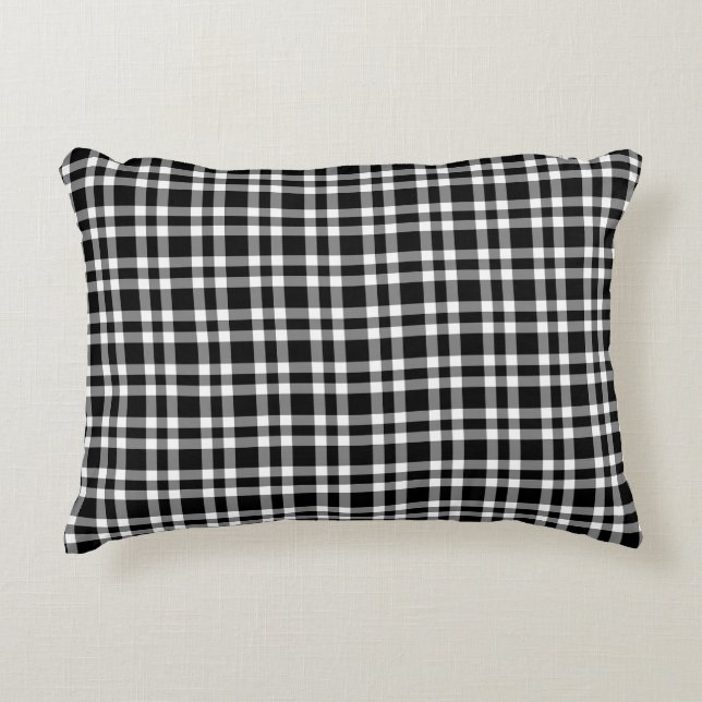 Black White Plaid Pattern Decorative Cushion (Front)