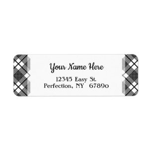 Black White Plaid Pattern Editable Return Address