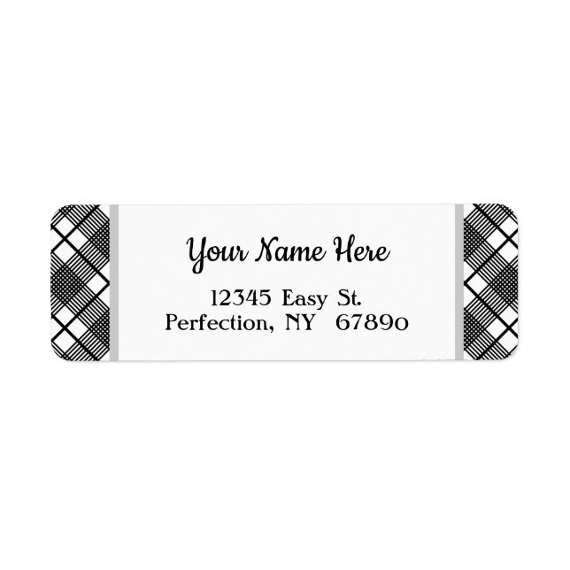 Black White Plaid Pattern Editable Return Address (Front)