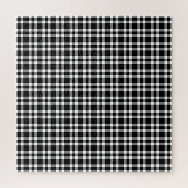 Black White Plaid Pattern Jigsaw Puzzle (Vertical)