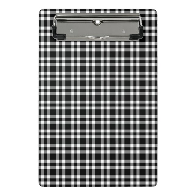 Black White Plaid Pattern Mini Clipboard (Front)