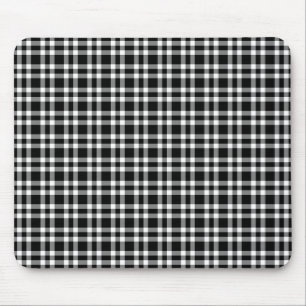 Black White Plaid Pattern Mouse Mat