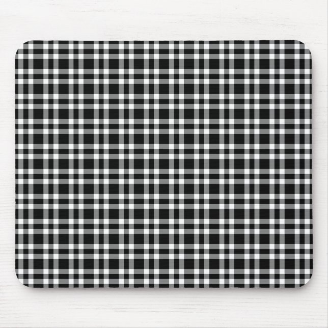 Black White Plaid Pattern Mouse Mat (Front)