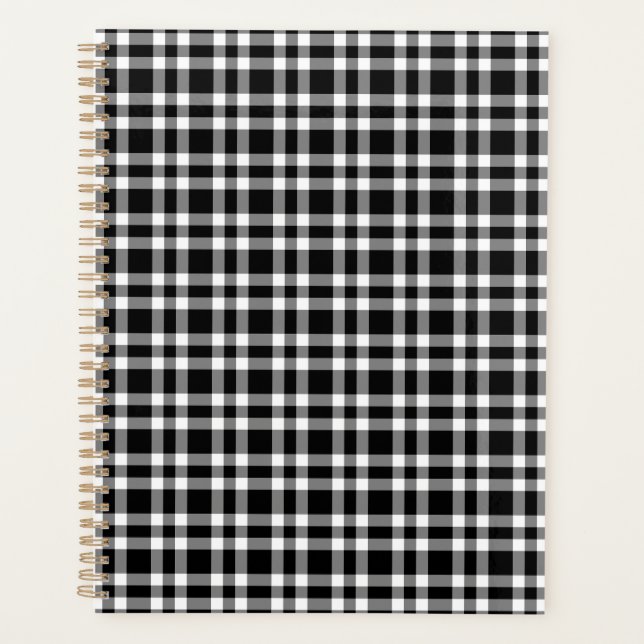 Black White Plaid Pattern Planner (Front)