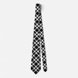 Black White Plaid Pattern Tie