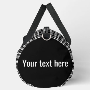 Black White Plaid Personalise Pattern Large Duffle Bag