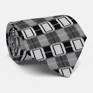 Black White Plaid Tie