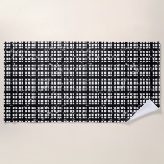 Black & White Plaid with Paint Splatter Beach Towel