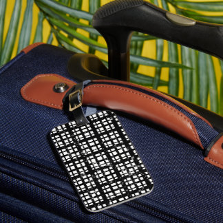 Black & White Plaid with Paint Splatter Crew Socks Luggage Tag