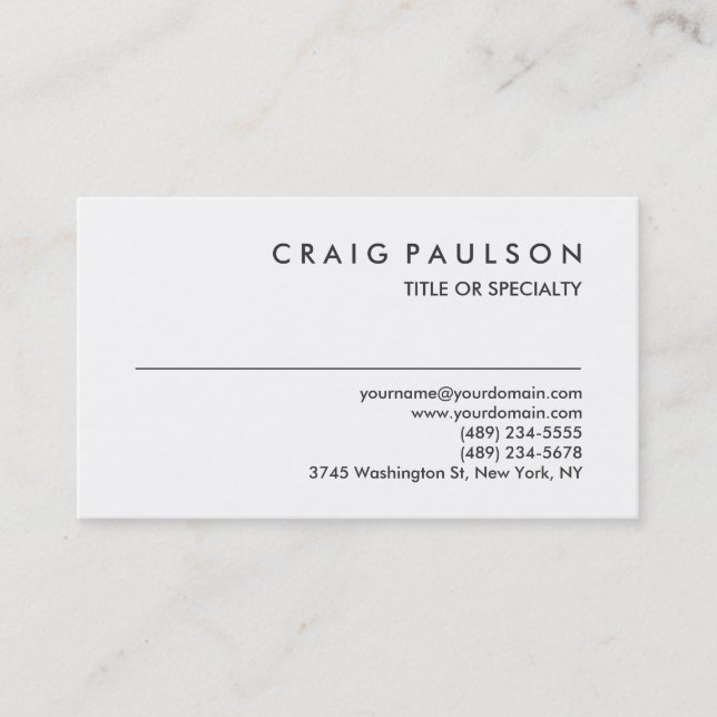 Black White Plain Chic Consultant Business Card (Front)