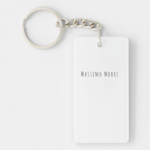 Black White Plain Elegant Casual Own Name Key Ring