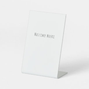 Black White Plain Elegant Casual Own Name Pedestal Sign
