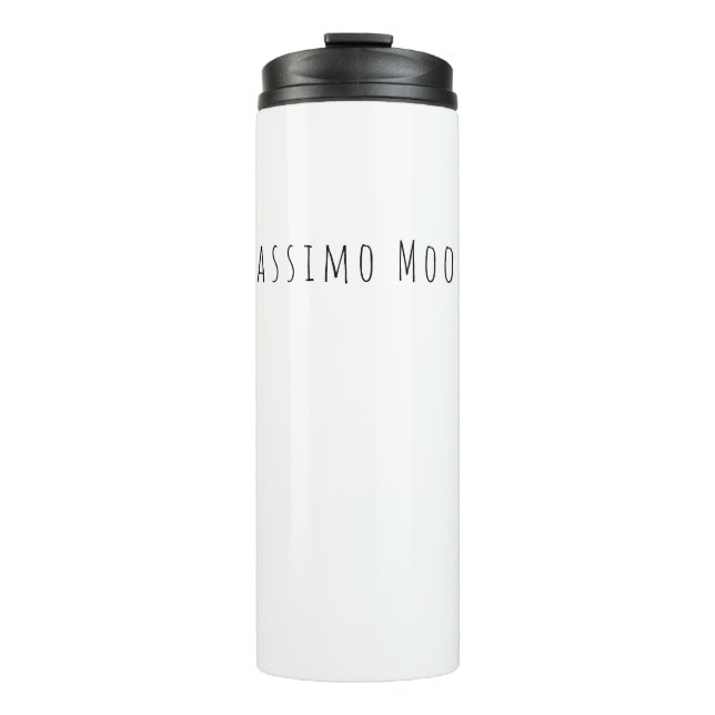 Black White Plain Elegant Casual Own Name Thermal Tumbler (Front)